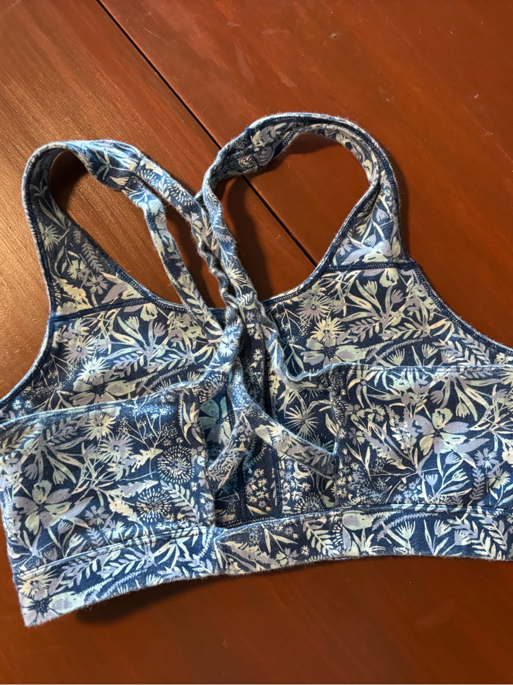 Pact Strappy Blue Floral Print Sports Bra